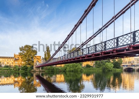 South Portland Street Suspension Bridge spanning the River Clyde in Glasgow