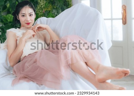 Beauty concept of young Asian woman. Beauty salon. Skin care. Cosmetics. Makeup.
