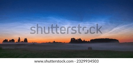 Night landscape with Noctilucent clouds at Lithuania