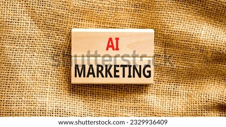 AI marketing symbol. Concept words AI artificial intelligence marketing on wooden blocks. Beautiful canvas table canvas background. Business AI artificial intelligence marketing concept. Copy space.