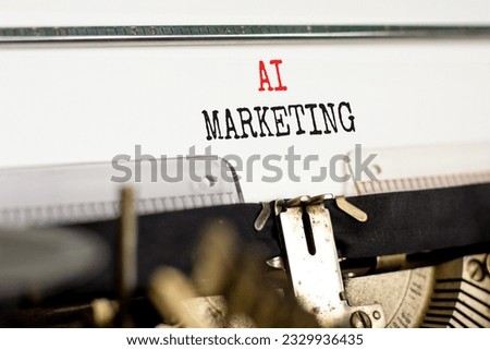 AI marketing symbol. Concept words AI artificial intelligence marketing typed on beautiful typewriter. Beautiful white background. Business AI artificial intelligence marketing concept. Copy space.