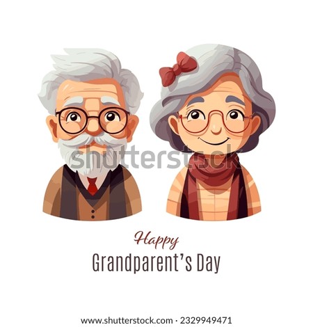Grandfather and Grandmother staying together. Grandparents Day celebration. Vector banner Royalty-Free Stock Photo #2329949471