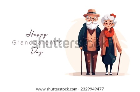 Grandfather and Grandmother staying together. Grandparents Day celebration. Vector banner Royalty-Free Stock Photo #2329949477