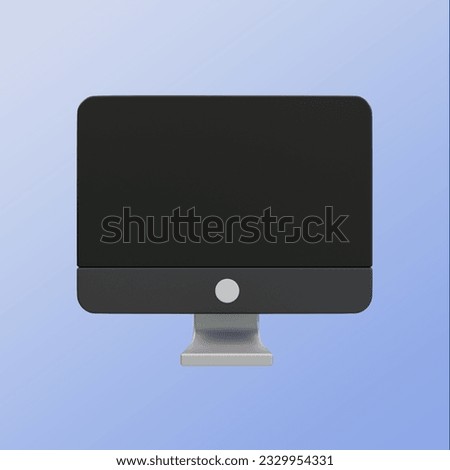 3d minimal blank PC screen. PC screen with copy space. monitor screen mockup. 3d illustration. clipping path included.