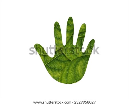 Human Hand Symbol Icon Made Of Green Leaf Isolated On White Background 3d illustration