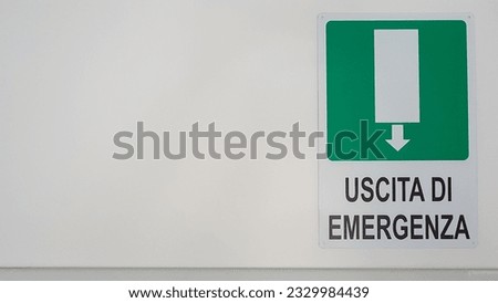 emergency exit sign in Italian. High quality photo
