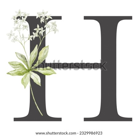Letter with Watercolor Wildflowers on the White Background.