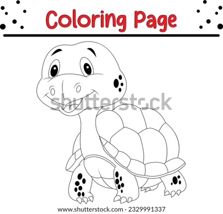 Cartoon turtle coloring page. Black and white illustration for coloring book
