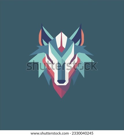 Abstract geometric head of a wolf.colorful in wpap style.