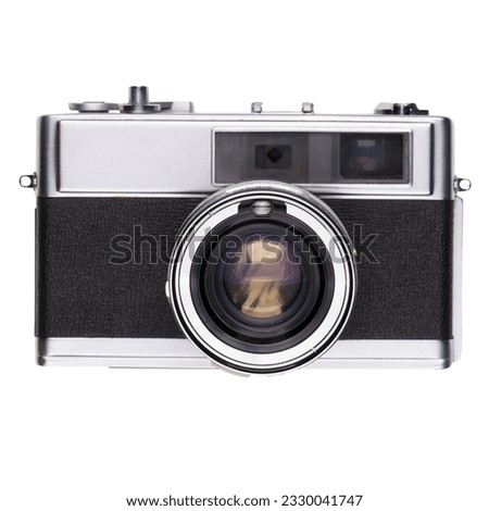 vintage old film camera isolated on white background