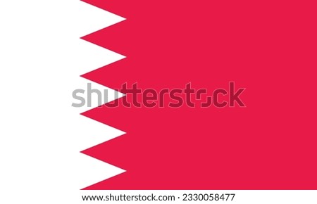 The flag of Bahrain. Flag icon. Standard color. Standard size. A rectangular flag. Computer illustration. Digital illustration. Vector illustration.