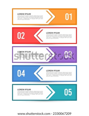 List diagram with 5 steps into success. Infographic element template. Vector illustration.