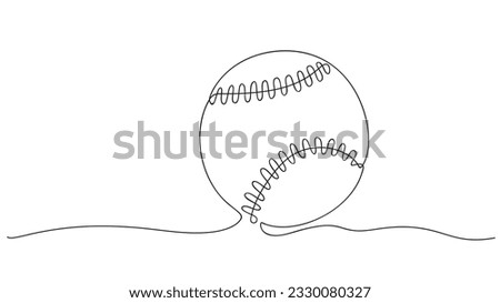 Continuous line drawing of baseball ball one line art. Vector