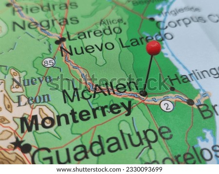 Map of McAllen, a city in Hidalgo County, Texas. Royalty-Free Stock Photo #2330093699