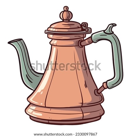 Metal teapot illustration over white