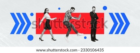 Creative 3d photo artwork graphics collage painting of purposeful team achieving success together isolated drawing background