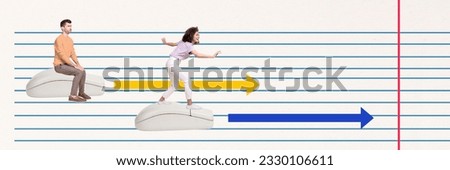 Artwork magazine collage picture of carefree funky coworkers riding race retro obsolete mouses isolated drawing background