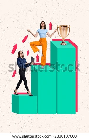 Creative poster banner collage of business lady life career rest balance harmony follow direct for winning successful prize