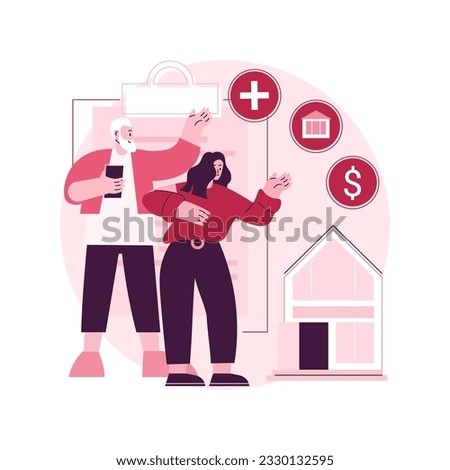 Retirement estate planning abstract concept vector illustration. Retirement living residence, estate planning, inheritance management, financial advisor and lawyer services abstract metaphor. Royalty-Free Stock Photo #2330132595