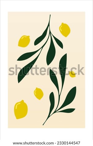 Lemon Fruit Scandinavian Wall Art Decoration. Printable Lemon Wall Decor. Abstract Botanical Lemon Wall Decor Poster