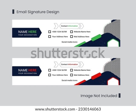 Creative email signature template design or email footer for promotional purpose with abstract shapes