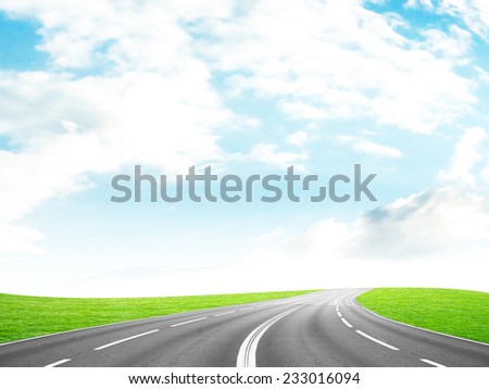 abstract scene country road under blue solar sky