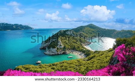 A view of Porto Timoni Beach, Corfu, Greece. Royalty-Free Stock Photo #2330164213