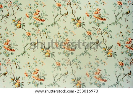 Vintage wallpaper - Floral pattern of 18th century Royalty-Free Stock Photo #233016973