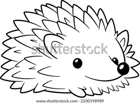 Hedgehog vector illustration. Black and white outline Hedgehog coloring book or page for children