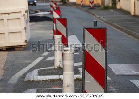 restrictive signs oon the road during during repair work