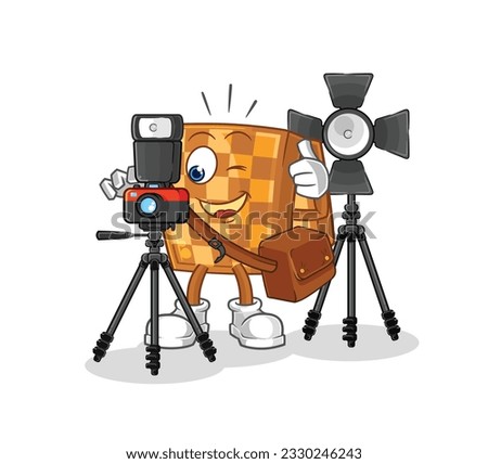 the wood chess photographer character. cartoon mascot vector