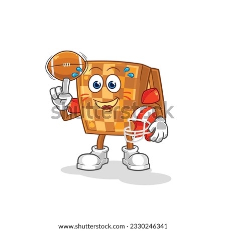 the wood chess playing rugby character. cartoon mascot vector