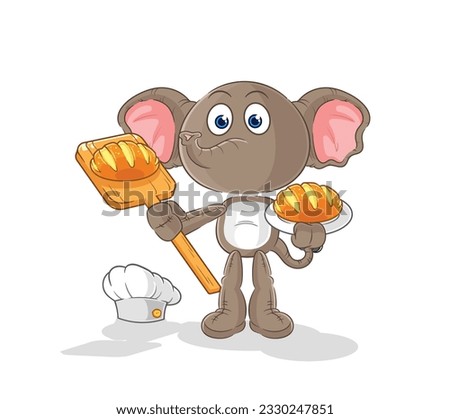 the elephant baker with bread. cartoon mascot vector
