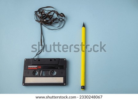 photo of tangled vintage cassette tape