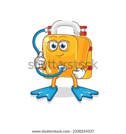 the padlock diver cartoon. cartoon mascot vector