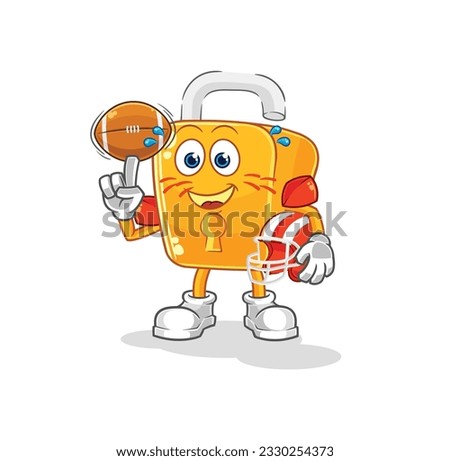 the padlock playing rugby character. cartoon mascot vector