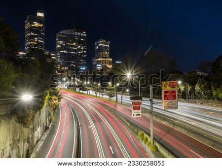 Light car trails Sydney M1