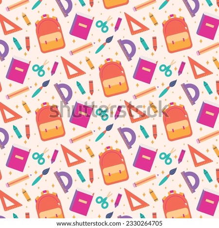 School background. Seamless pattern with doodles. Vector illustration. back to school background. back to school season. stationery background. schools accessories.