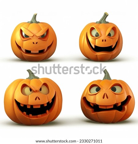 3D rendering Halloween pumpkin head jack lantern isolated on white background