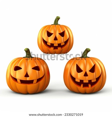 3D rendering Halloween pumpkin head jack lantern isolated on white background