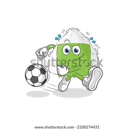 the onigiri kicking the ball cartoon. cartoon mascot vector