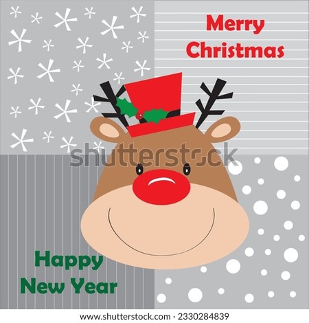 Cute Reindeer For Christmas Greeting Card