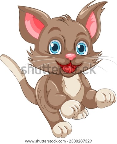 Cute brown cat cartoon character illustration
