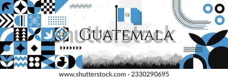 Guatemala Independence Day abstract banner design with flag and map. Flag color theme geometric pattern retro modern Illustration design. Blue flag color template.