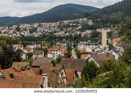 Aerial view of Schiltach village, Baden-Wurttemberg state, Germany Royalty-Free Stock Photo #2330296955