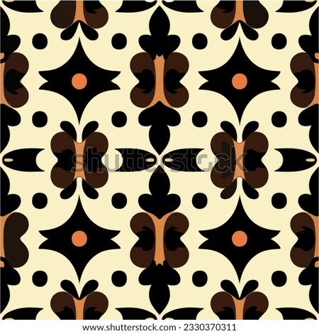 Striking brown and black pattern displayed on a white background. The damask motif showcases an art nouveau flair with its intricate and dark floral elements.