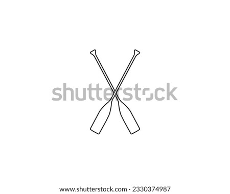 Boat oars, kayak oar outline vector. Pair of canoe paddle drawing. Rowing oars, watersports, fishing. Camping collection of elements isolated on white background. Raft Canoeing. White background. Royalty-Free Stock Photo #2330374987