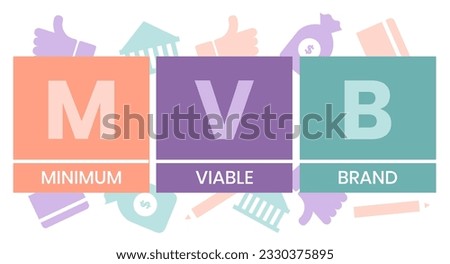 MVB - Minimum Viable Brand acronym. business concept background. vector illustration concept with keywords and icons. lettering illustration with icons for web banner, flyer Royalty-Free Stock Photo #2330375895