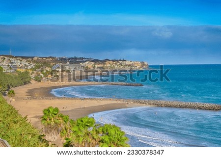 Picturesque View of Playa del Ingles Beach in Maspalomas at Gran Canaria in Spain.Horizontal Orientation Royalty-Free Stock Photo #2330378347