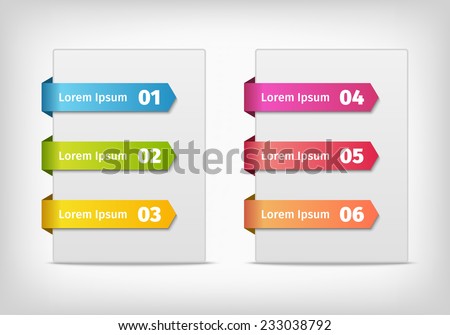 Colorful 3d numbered tabs.Labels, stickers or indications on the edge of a page. Royalty-Free Stock Photo #233038792
